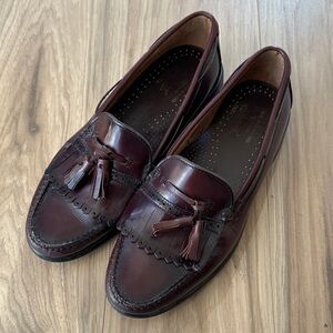 Men's burgundy Vintage leather Bass Tassel Loafers